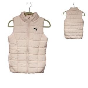 Puma Quilted Light Pink Full Zip Puffer Vest Girls Size Medium 10-12